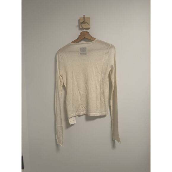 Lauren Manoogian Womens Super Fine Crewneck Cardigan White Small NWT MSRP:$370 - Picture 4 of 8